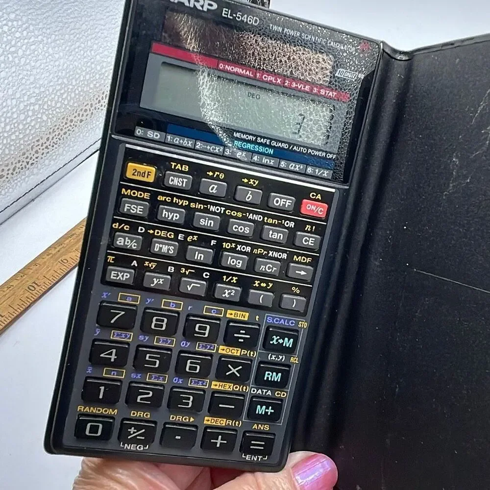 Vintage Sharp EL-546D Scientific Calculator & manual. Tested